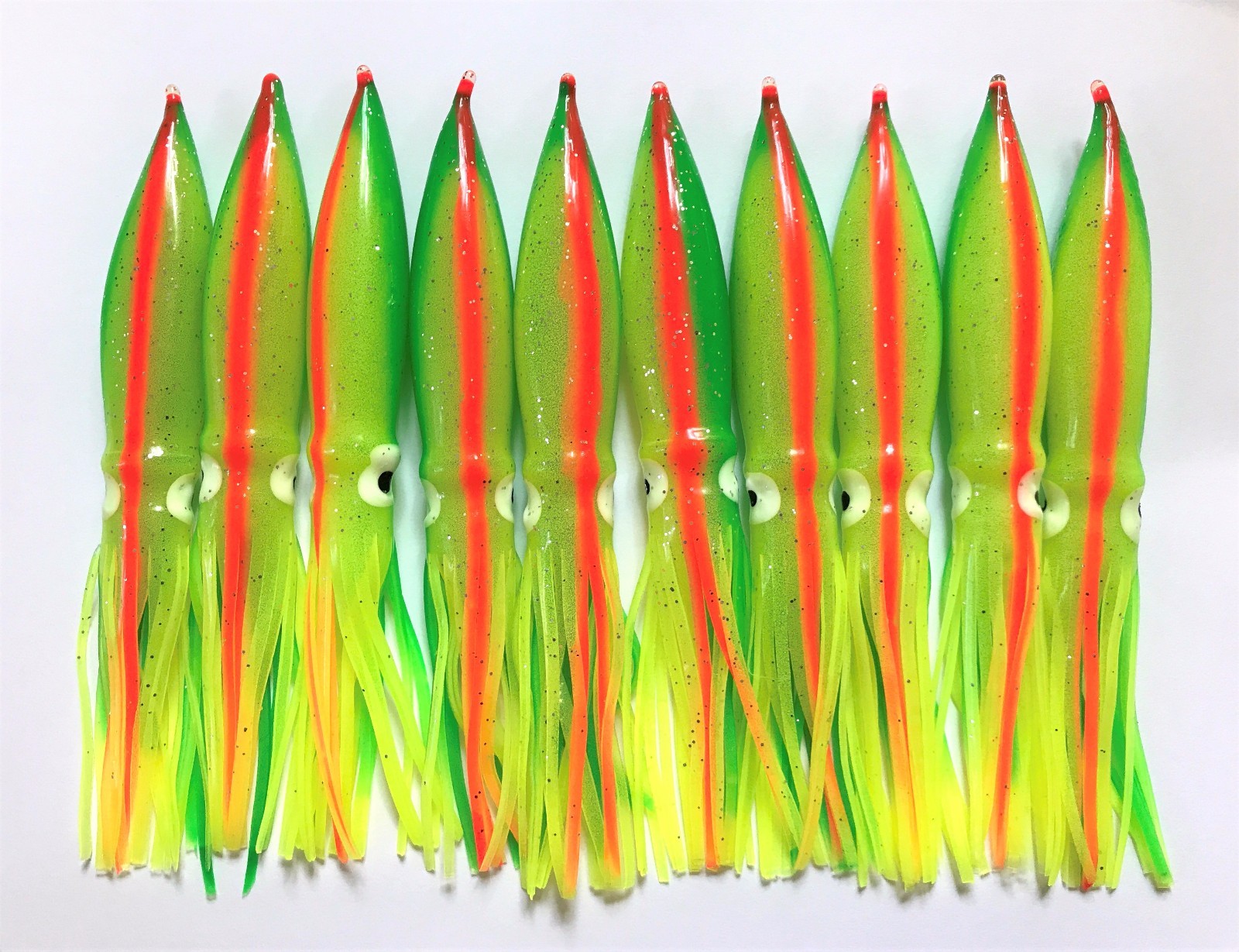 LOT OF 10 TACKLEWORKS SHELL BULB SQUID DAISY CHAIN SPREADER BAR 6" - ZUCCHINI