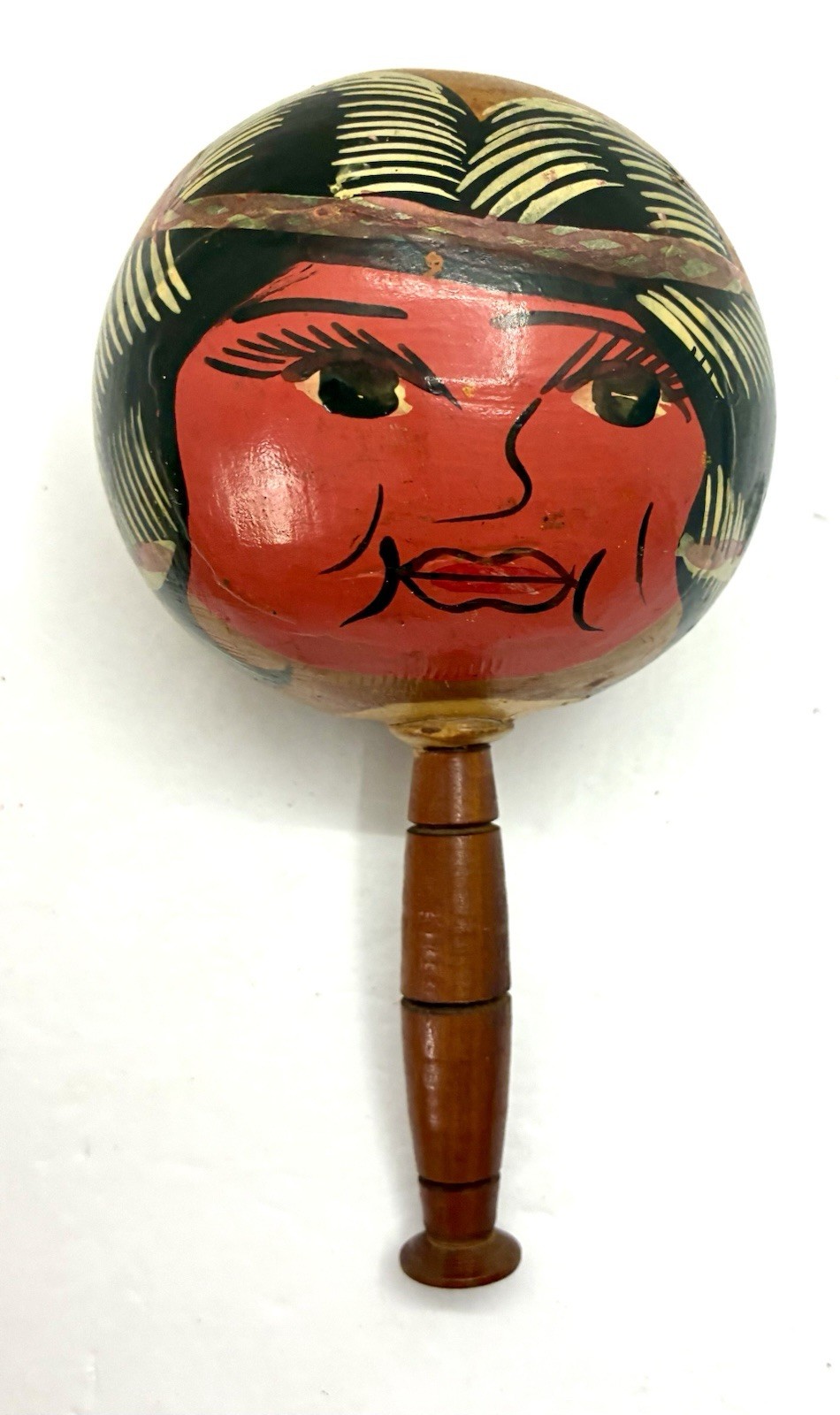 Vintage Original Single Venezuela   Hand Painted Wooden Fiesta Maracas Music Art