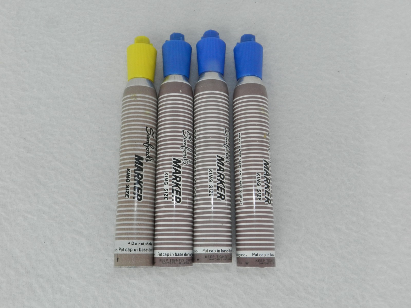 Lot of 4 Vintage Blue (3) & Yellow (1) Sanford King Size Marker Permanent Ink