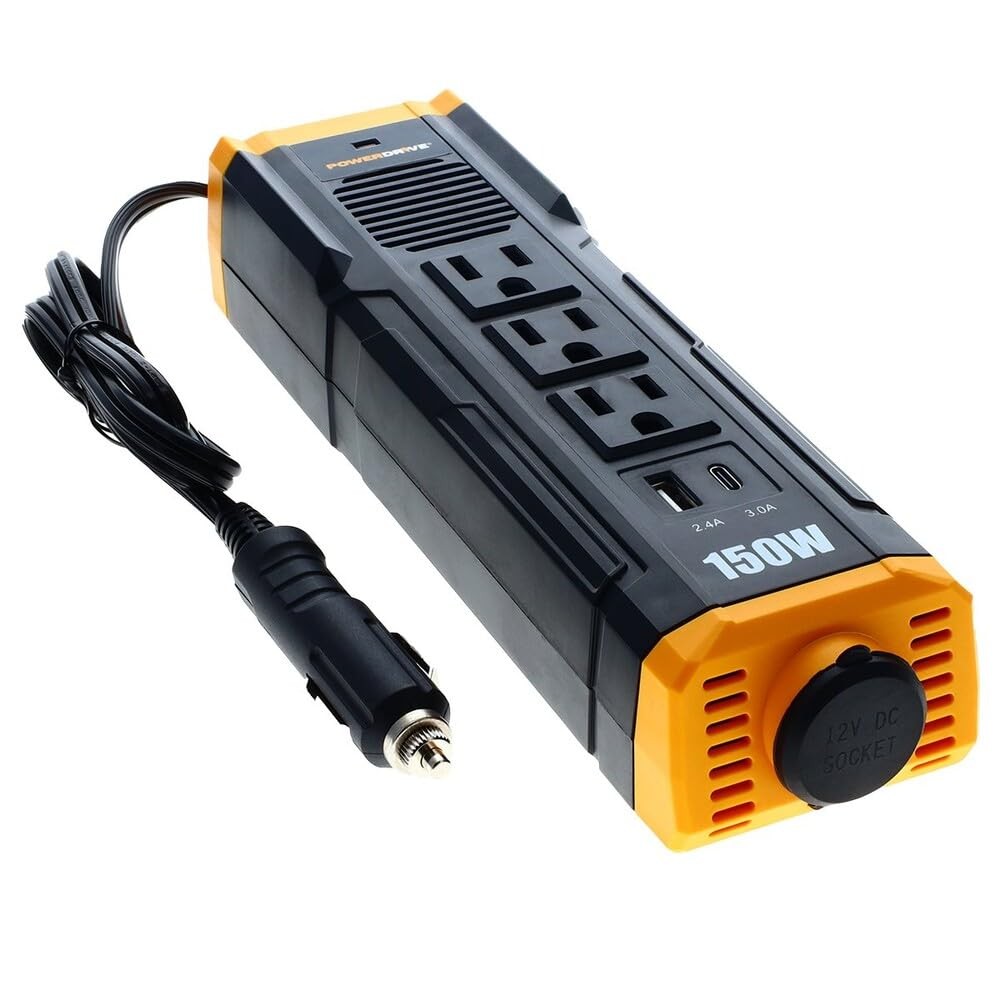 PowerDrive PWD150S 150-Watt Power Strip three AC outlets Dual USB & USB-C ports