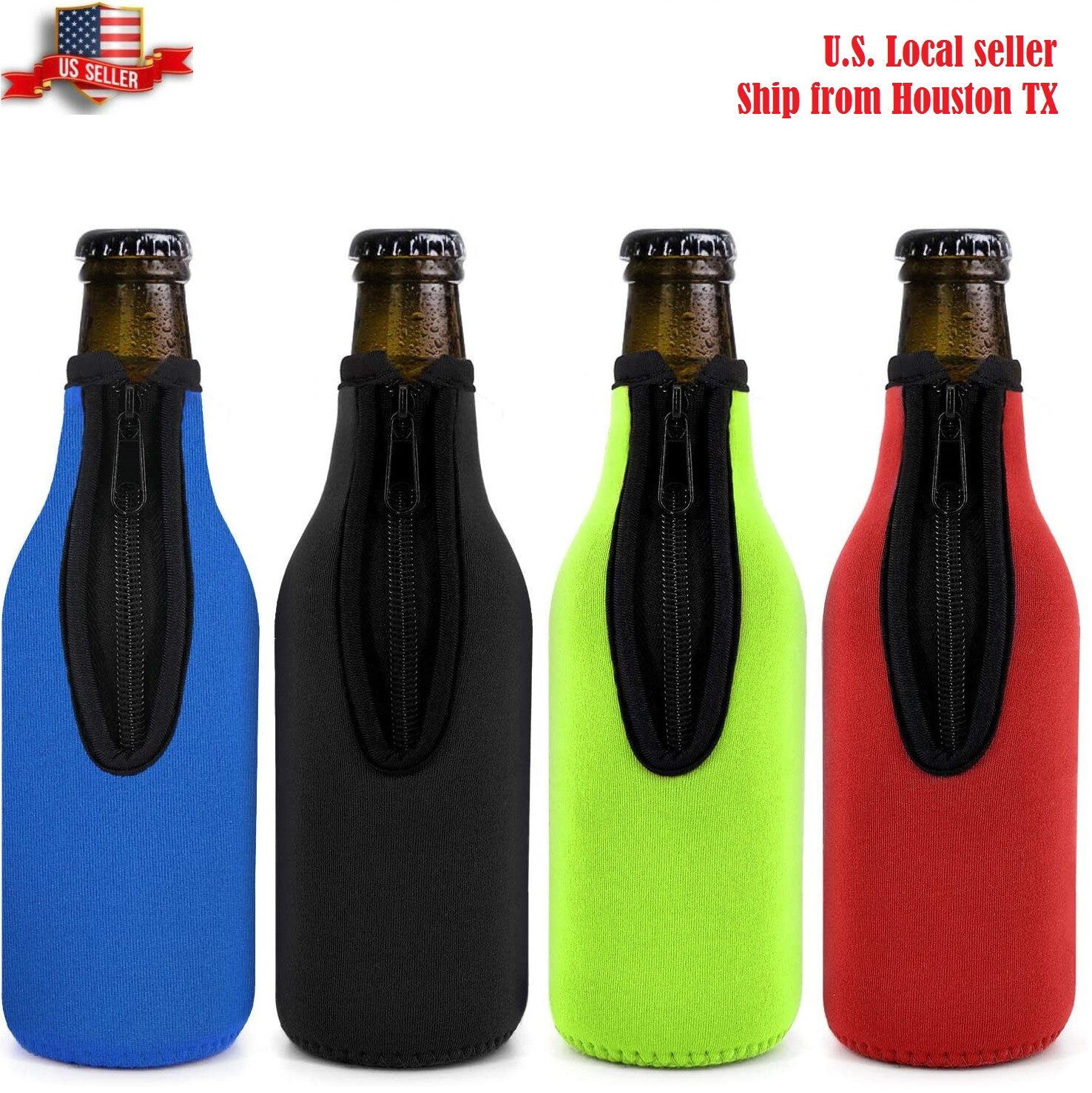 4 Pcs Beer Bottle Insulator Sleeves Zip-up Bottle Jackets Keep Drink Cold Thick