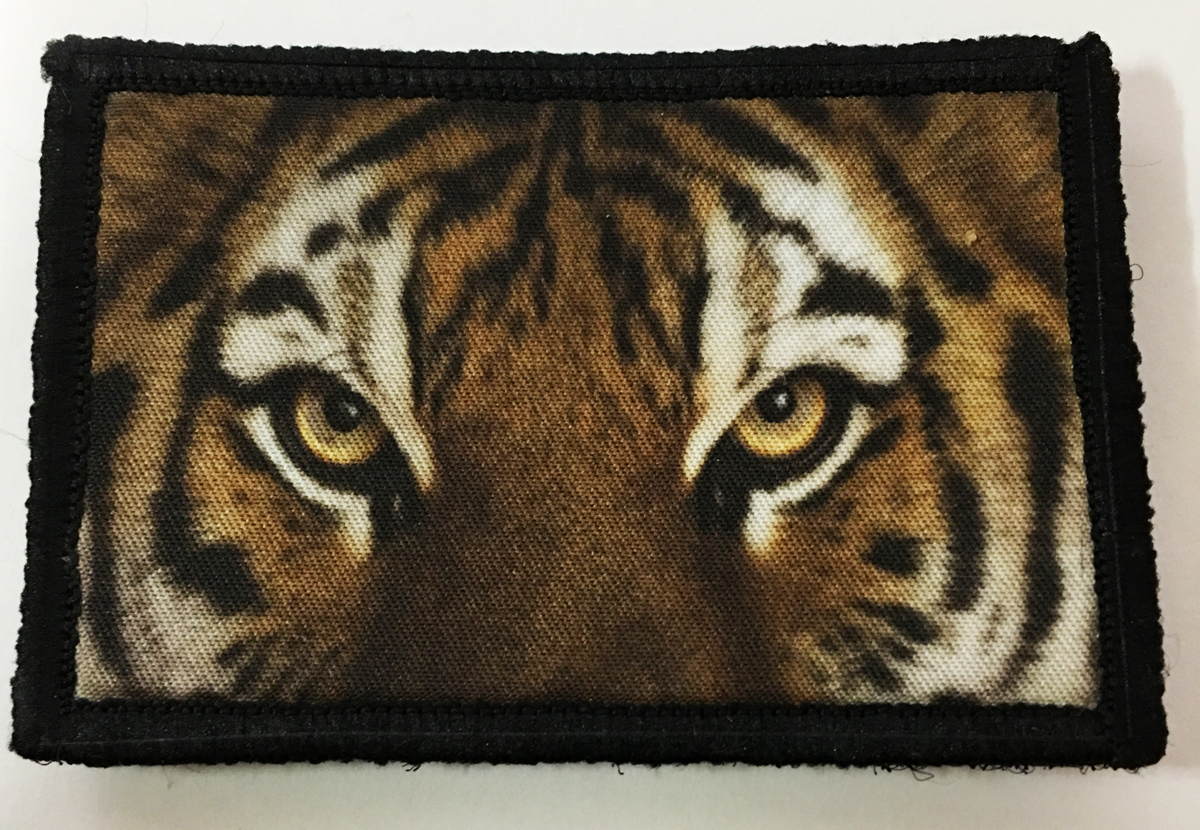 Eye of the Tiger Morale Patch Tactical Military Army Badge Hook Flag USA