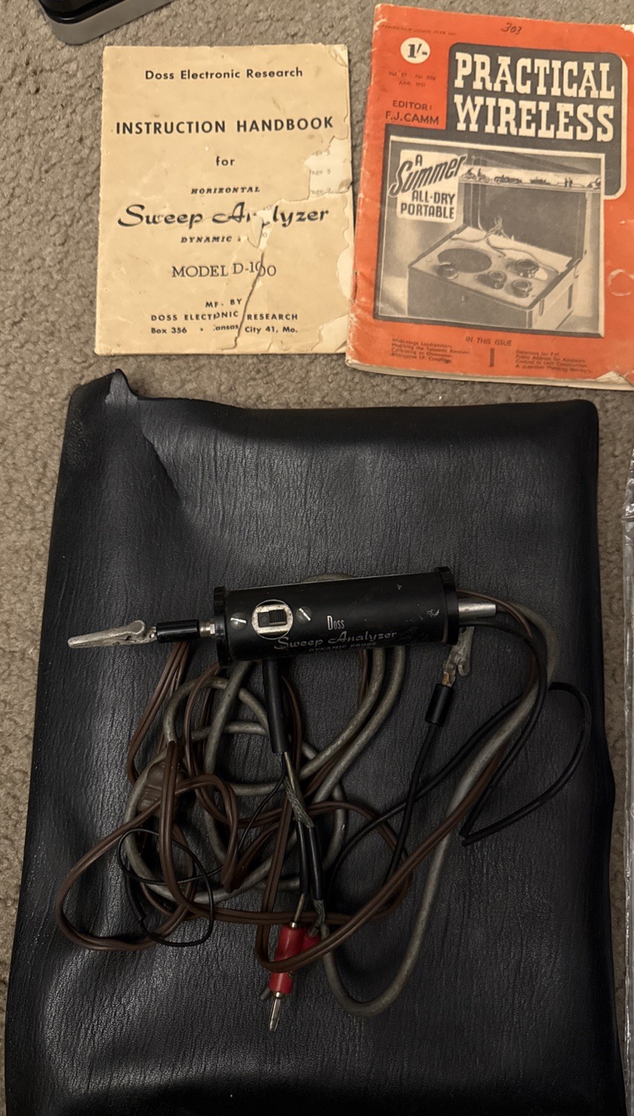 ANTIQUE DOSS DYNAMIC PROBE SWEEP ANALYZER MODEL D-100 INSTRUMENT WORKS Extras