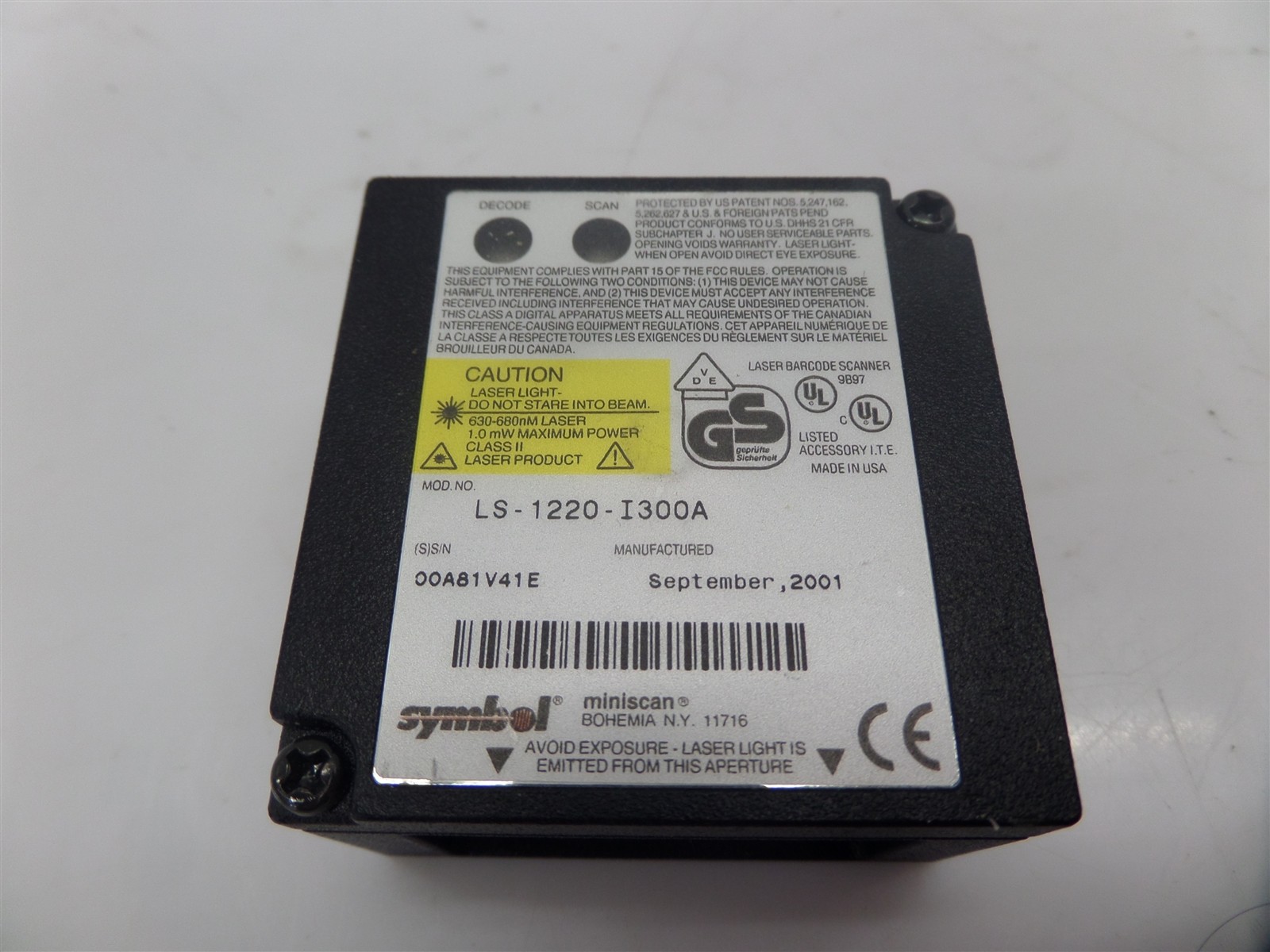 Symbol Miniscan LS-1220-I300A Barcode Scanner