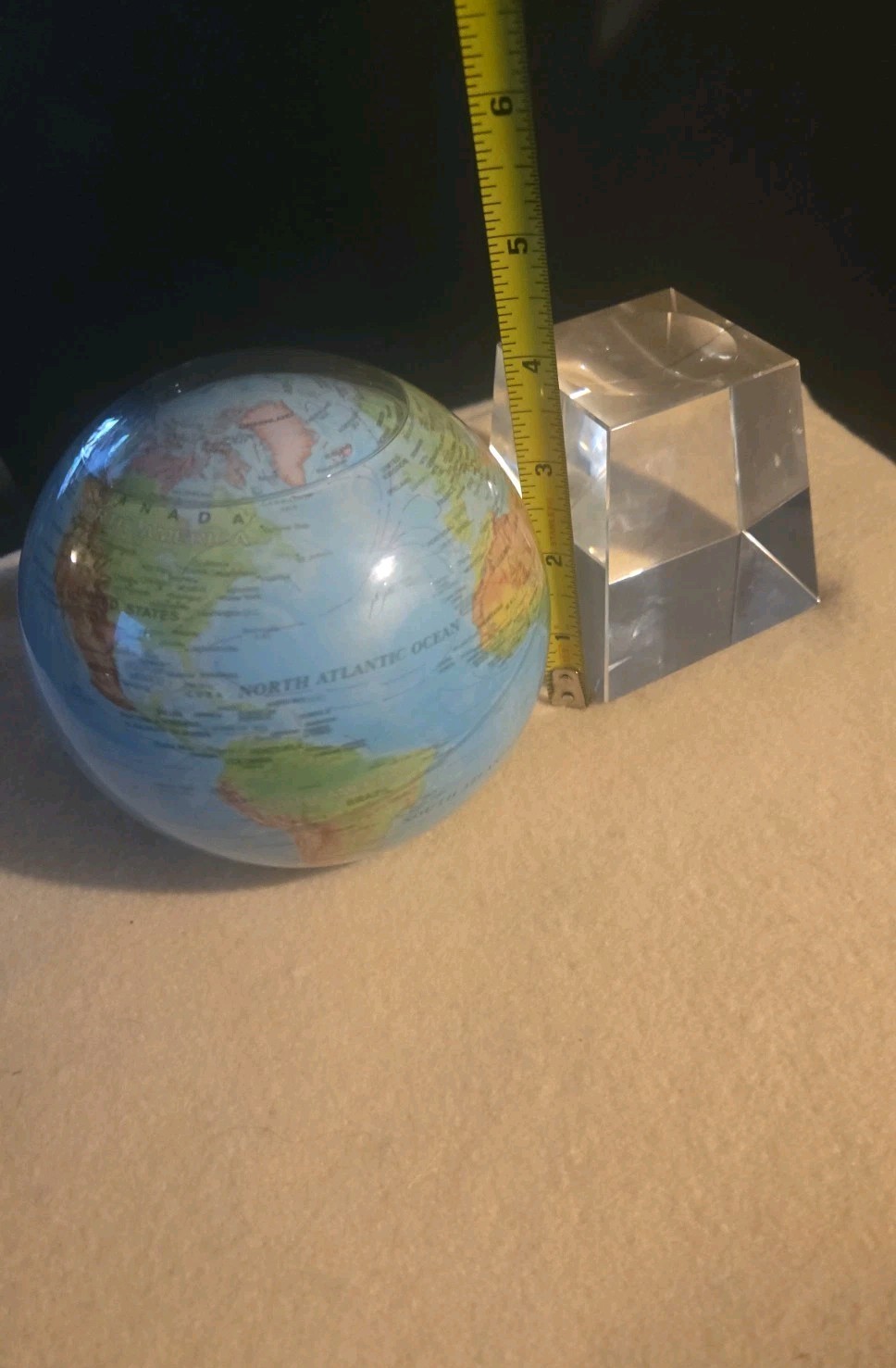 MOVA 4" Ocean Blue Relief Map Rotating Globe with Square Crystal Base