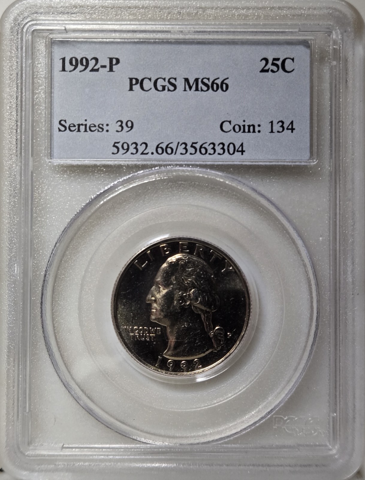 1992-P 25C PCGS MS66 - Clad Washington