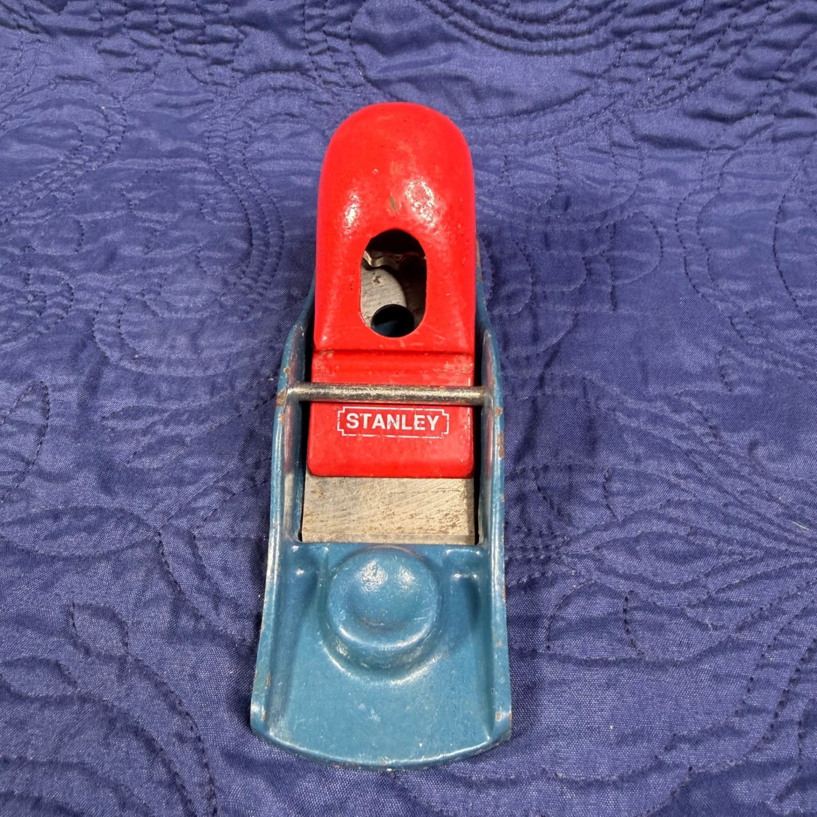 Vintage Stanley Blue/Red  G12-247 Block Plane - Made in England - 6  5/8"