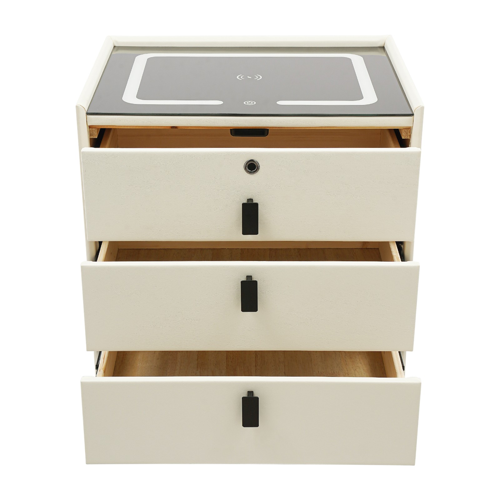 Smart Bedside Table Nightstand 3 Drawers- End Table with USB&Wireless Charging