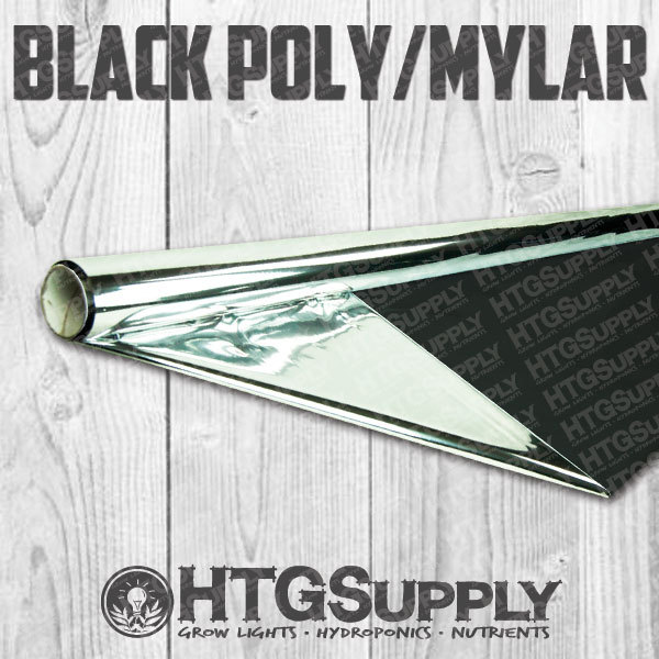 4' x 25' 2 Mil MYLAR+BLACK Reflective Film Hydroponics 48 Inch / 4 Ft. Roll