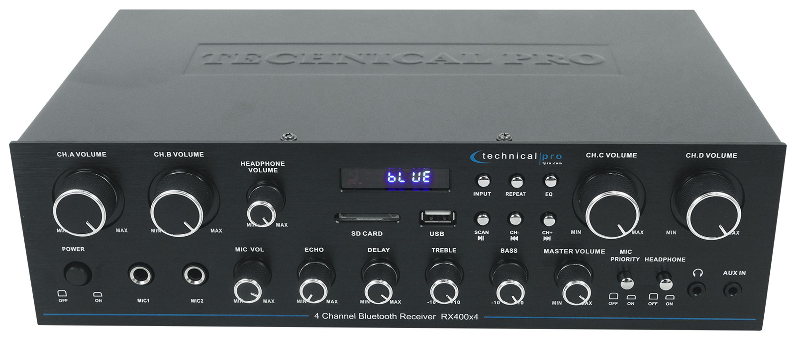 Technical Pro RX4CH Bluetooth Home Receiver Amp+(8) 6.5" Black Ceiling Speakers