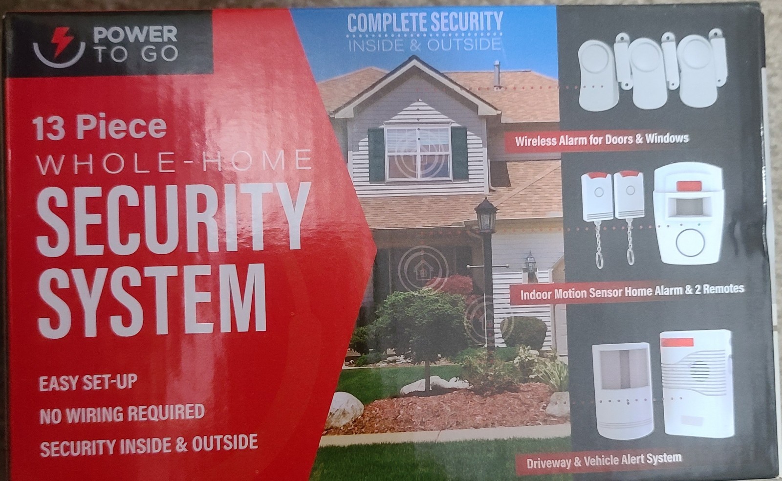 Power To Go 13-Piece Whole-Home Wireless Security System Kit 105dB White