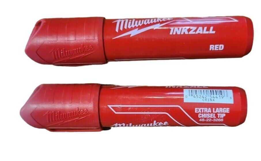 4-pack Milwaukee INKZALL Extra Large Chisel Tip Blue & Red Permanent Markers