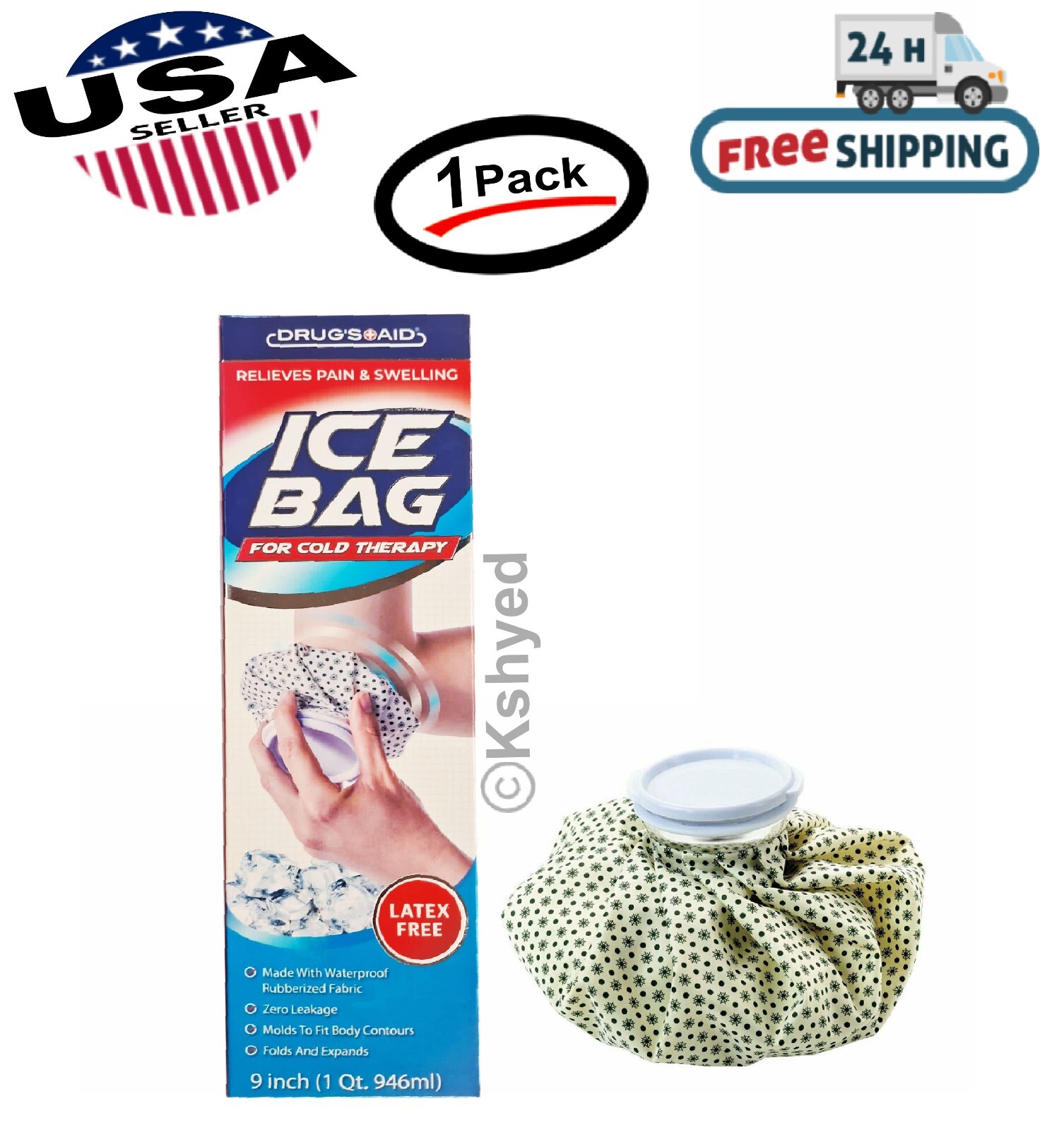 Reusable Ice Bag Pack 9 Inch Cold Therapy English Ice Cap Design First Aid Pain