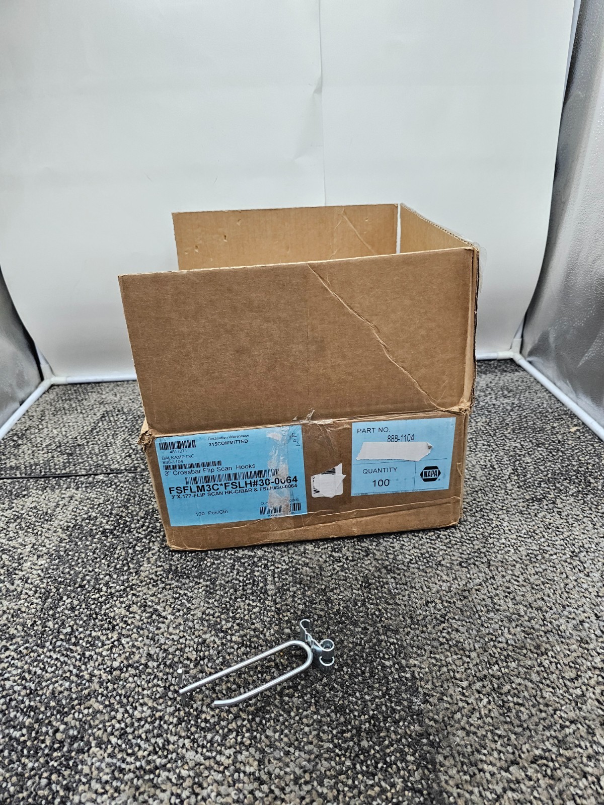(QTY 100) NAPA 888-1104 3" Crossbar Flip Scan Hooks FSFLM3C*FSLH#30-0064
