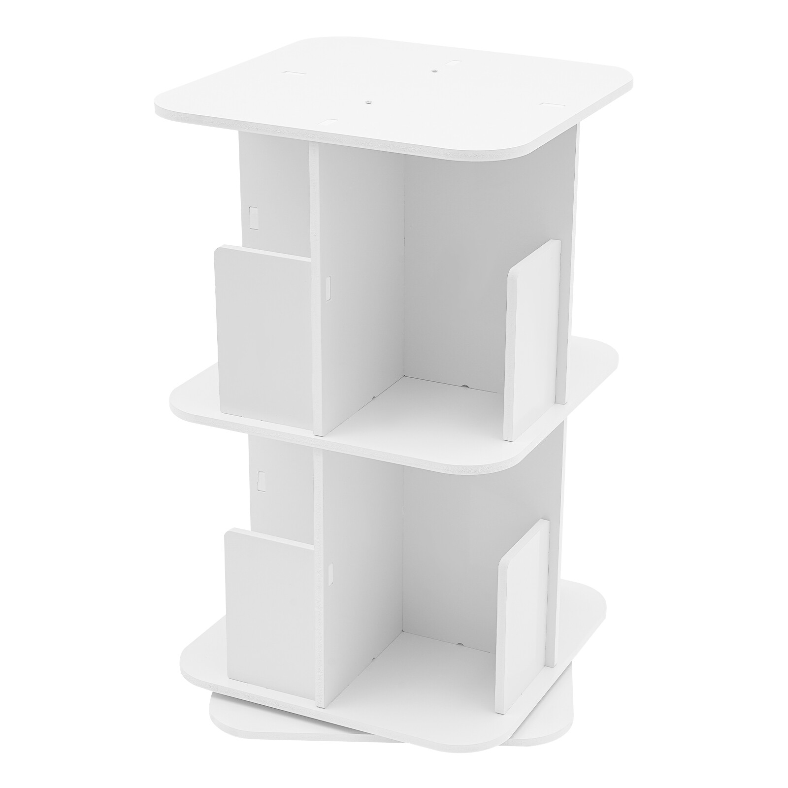 2-Tier Rotating Corner Bookshelf Open Display Storage Shelf Small Bookcase White