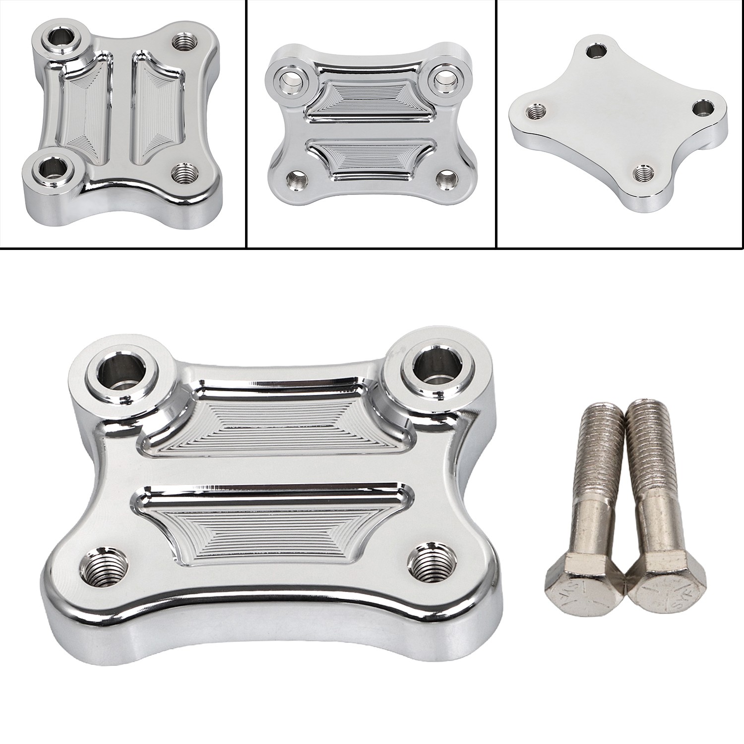 CNC Chrome Handlebar Riser Pull Back Plate For Harley Electra Street Glide FLHX