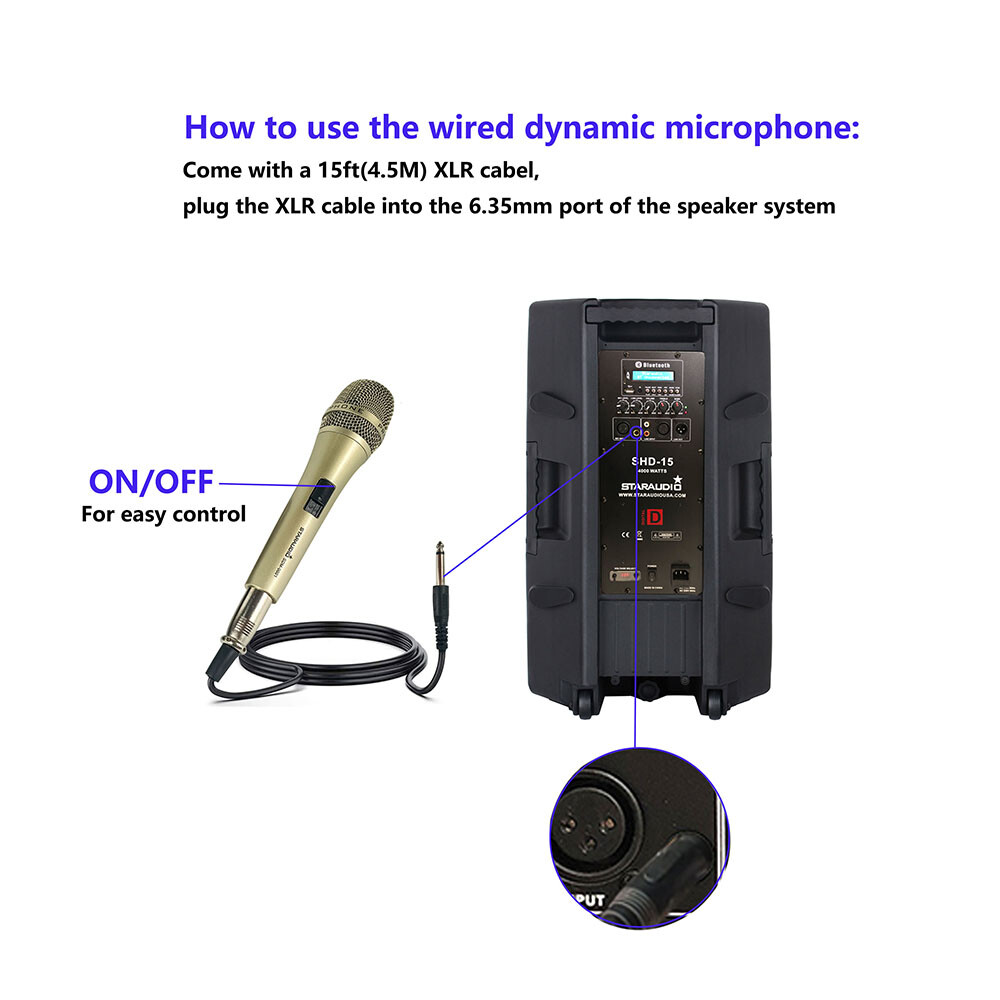 Professional Dynamic Microphone Wired Unidirectional Handheld Metal Mic For KTV