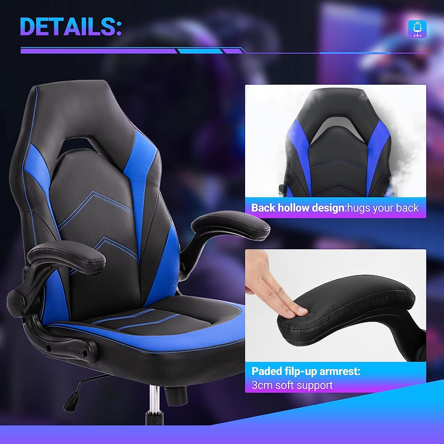 PU Leather Gaming Chair Ergonomic Computer Executive Adjustable Desk Chairs