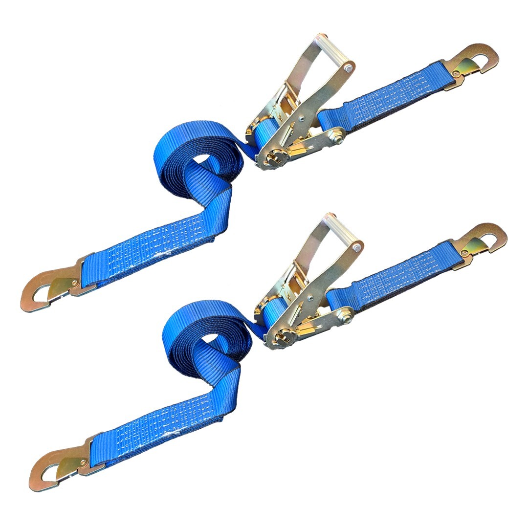 USA 2 Pack 2" x 8' Ratchet Tie Down Strap w/Flat Snap Hook Car Hauler Tow Truck