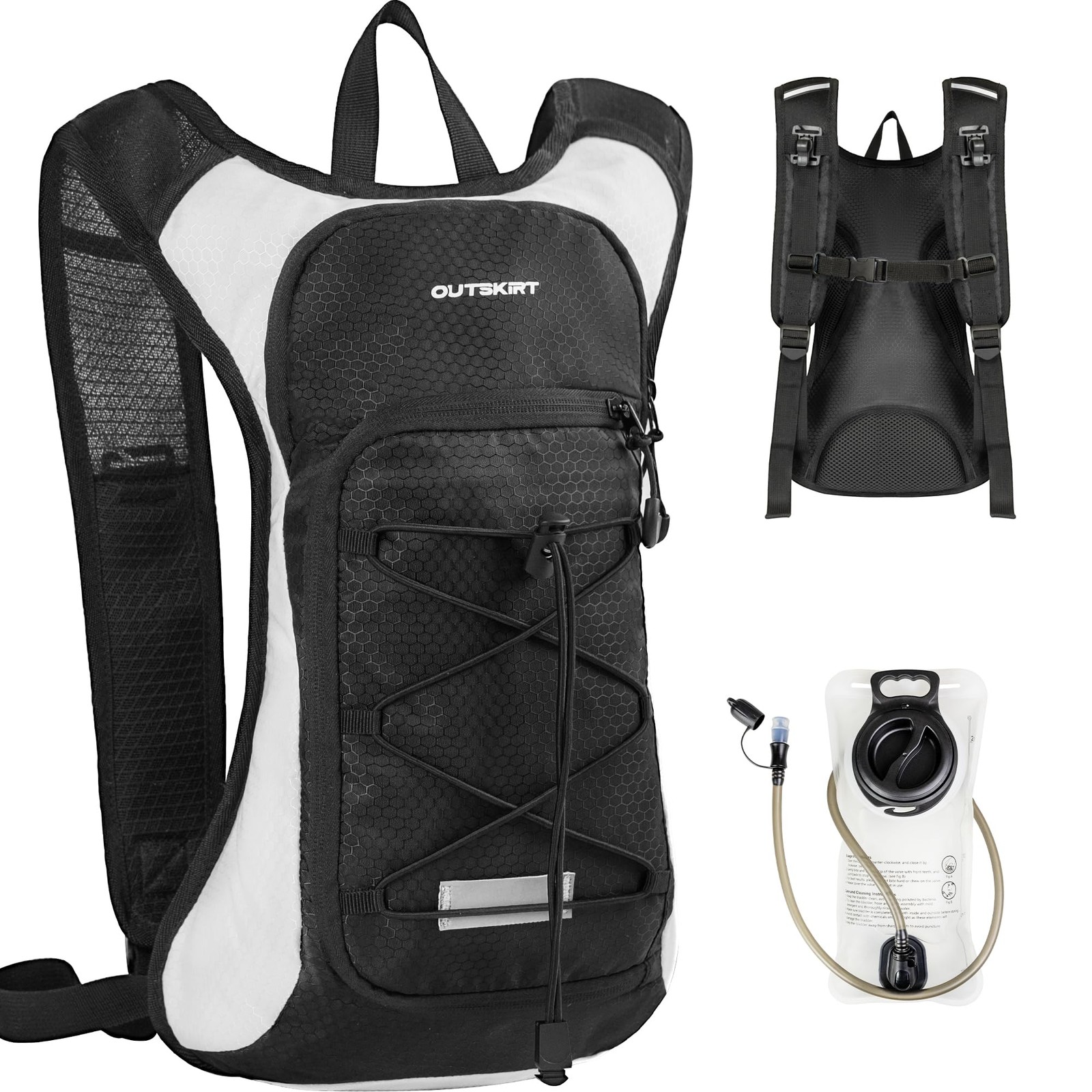 Hydration Backpack With 2L Water Bladder Lightweight Breathable Pack For Running