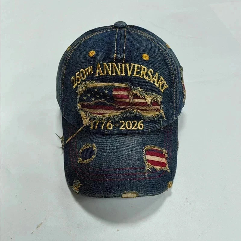 US 250th Anniversary Hat Denim Baseball Cap Patriotic 1776–2026 American