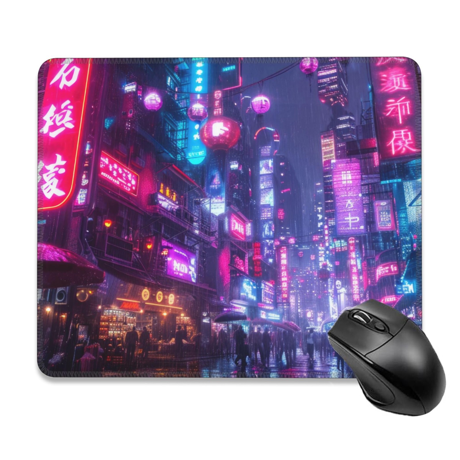 Mouse Pad, Japanese Anime Cyberpunk Neon City Mouse Pads for Desk,Soft Comput...