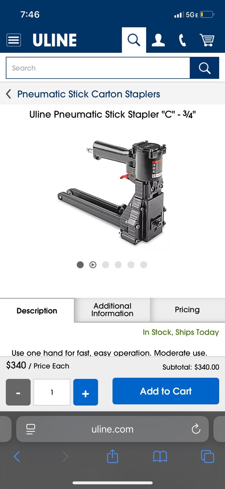Uline Stapler Type C H-1028