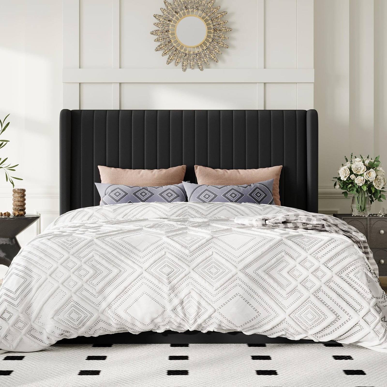 Queen Size Lift Up Storage Bed Frame, Hydraulic Support System, Upholstered P...
