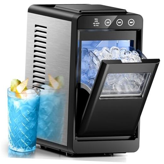Ice Makers Countertop,26Lbs/24H,8Pcs in 6Mins,Portable Ice Maker Machine Black