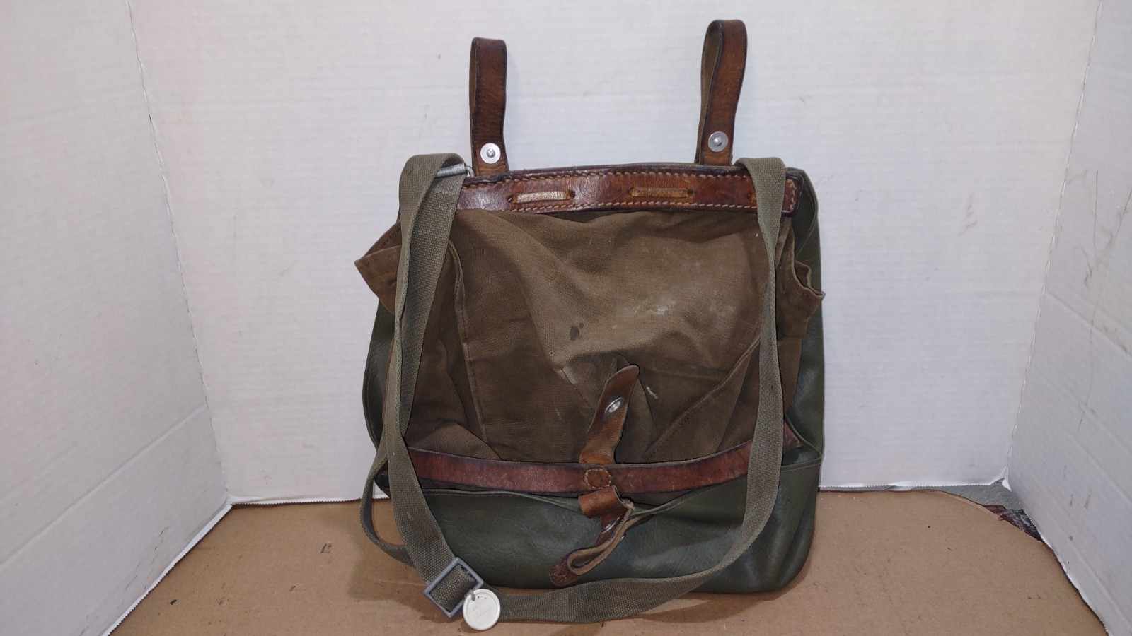 Vintage Swiss Army Military Bag w/ Soldier ID Tag -  Fair Condition