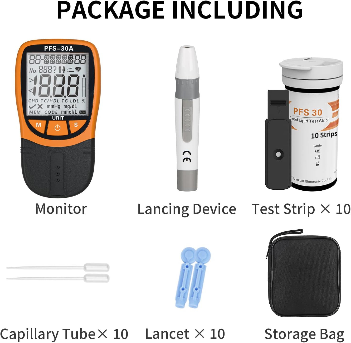 URIT 5-in-1 Lipid Tester Kit with 10 Test Strips, Lipid 5 Analyzer