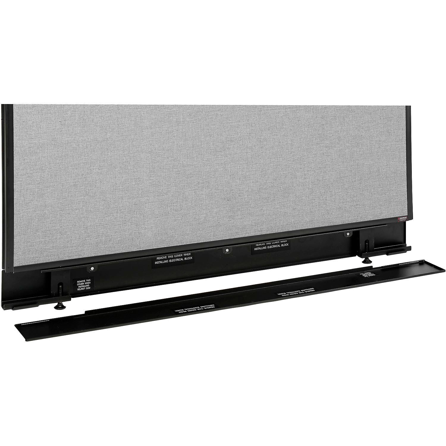 36-1/4"W x 46"H Office Partition Panel with Partial Window Raceway Gray