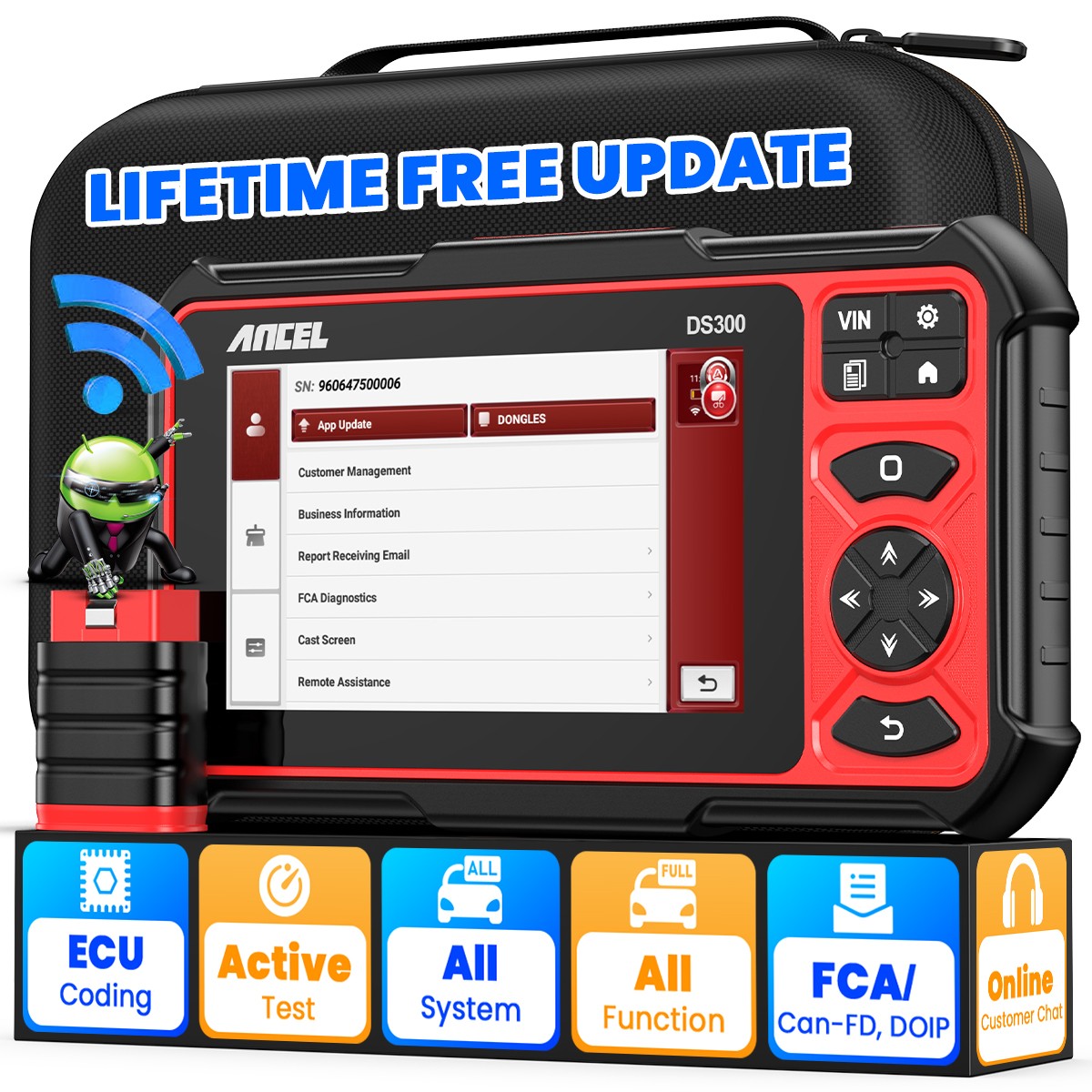 ANCEL DS300 Bidirectional OBD2 Scanner Car Diagnostic Tool Key ECU Coding TPMS