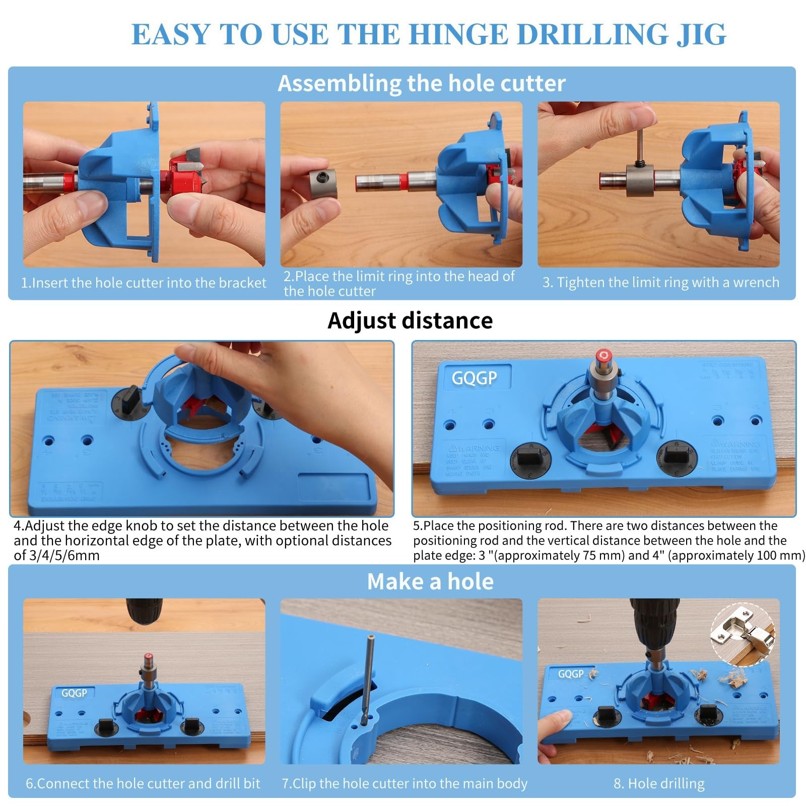 35mm Hinge Jig Concealed Hinge Hole Saw Jig Higne Drilling Jig Hole Guide Woo...