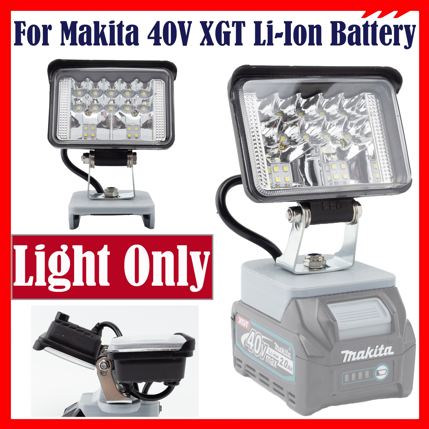 Outdoor LED Work Light For Makita 40V Li-ion Battery SpotLight Cordless Lamp 28W