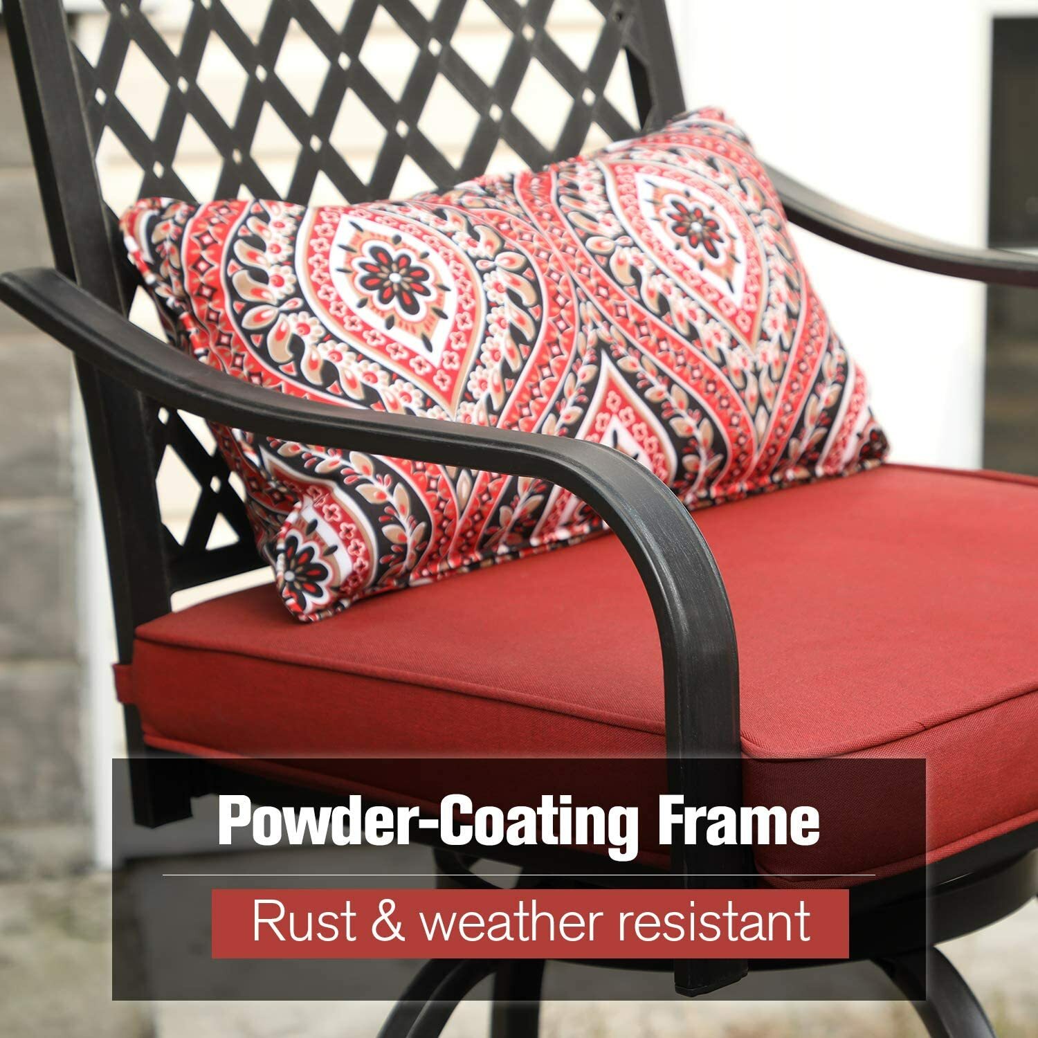 Outdoor Patio Swivel Chairs Set of 2 Bar Height Stools Bistro Set with Cushion