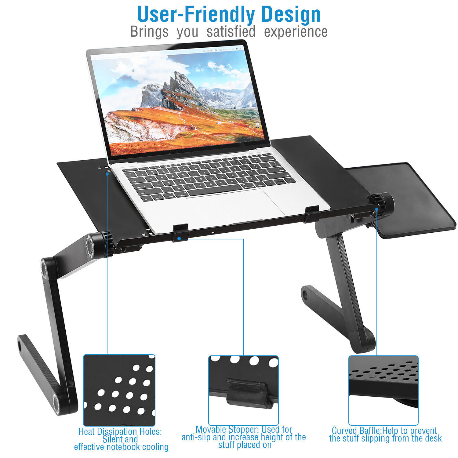 Foldable Laptop Table Stand Lap Sofa Bed Tray Computer Notebook Desk Adjustable