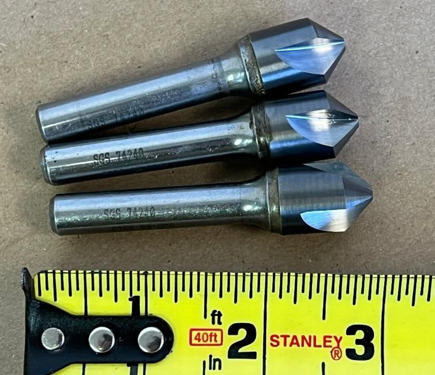 3 PCS 5/8" SGS 74240 3FL CARBIDE COUNTERSINK 90° 3/8" SHANK DIA 2-3/4" OAL ITEMC