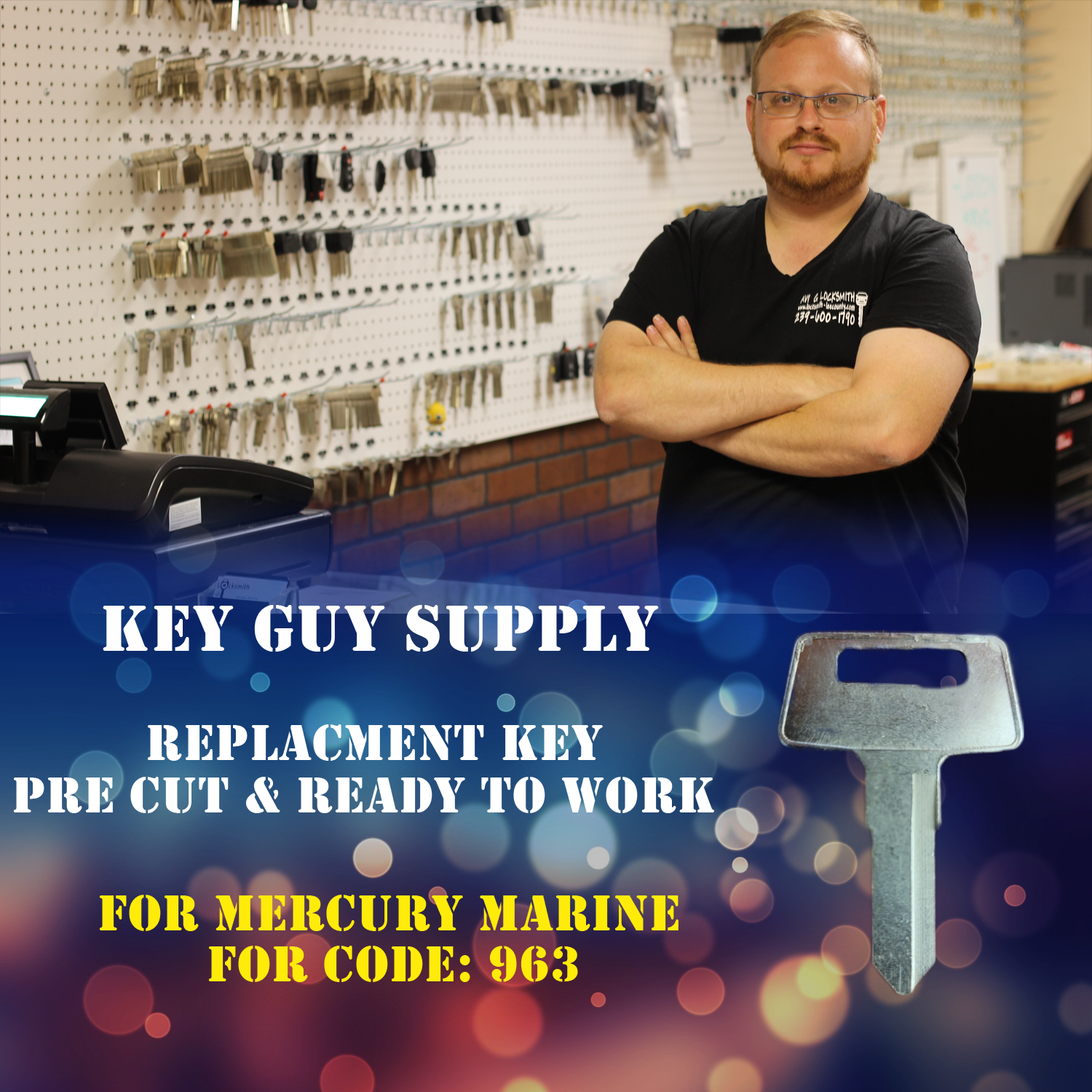 963. Replacement key for Mercury Marine ignition. cut to code 963 by a locksmith