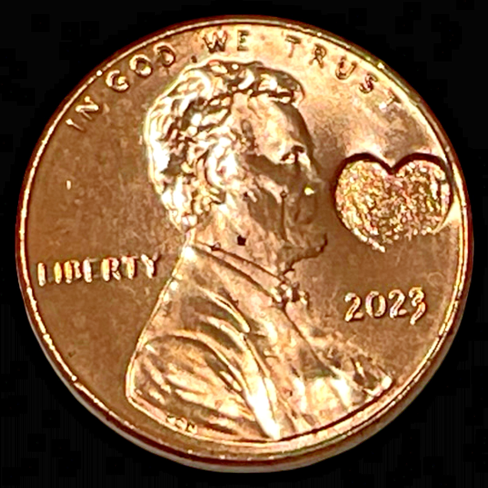 2023 Flat Heart Counter Stamped Lincoln Imprint Pocket Charm Coin Valentine Day