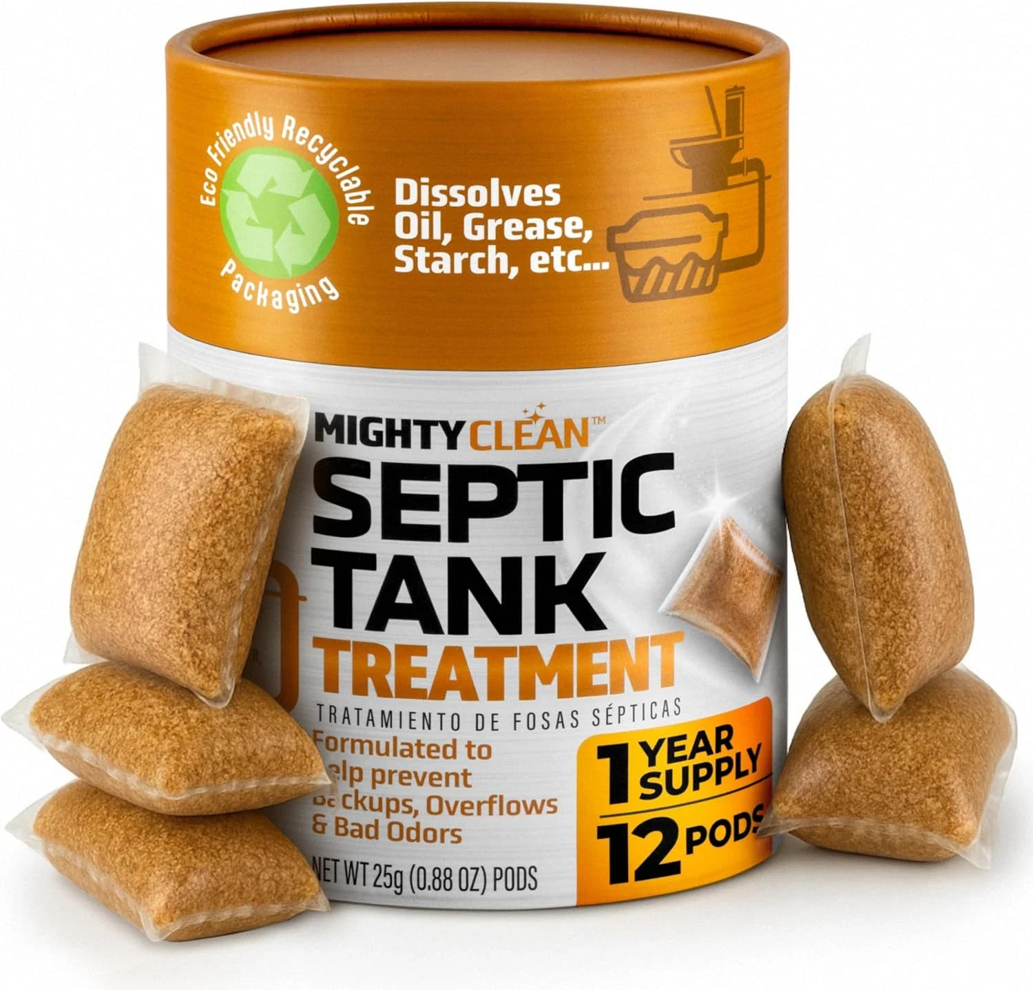 Septic Tank Treatment - 12 Pods, 1 Year Supply - RV Toilet Treatment - Dissolvab