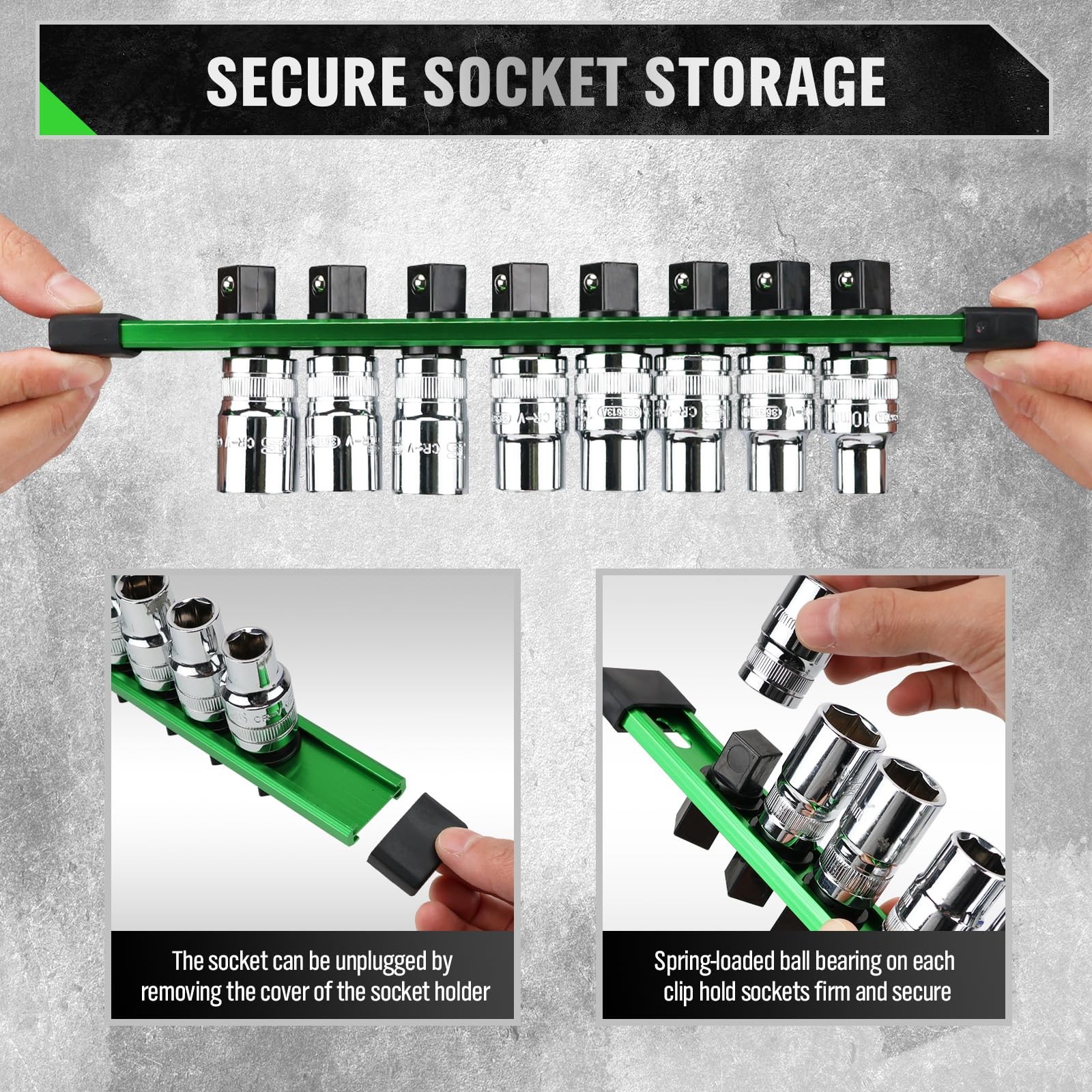 6-piece Socket Organizer Storage Set, 1/4-Inch, 3/8-Inch, 1/2-Inch Double Sid...