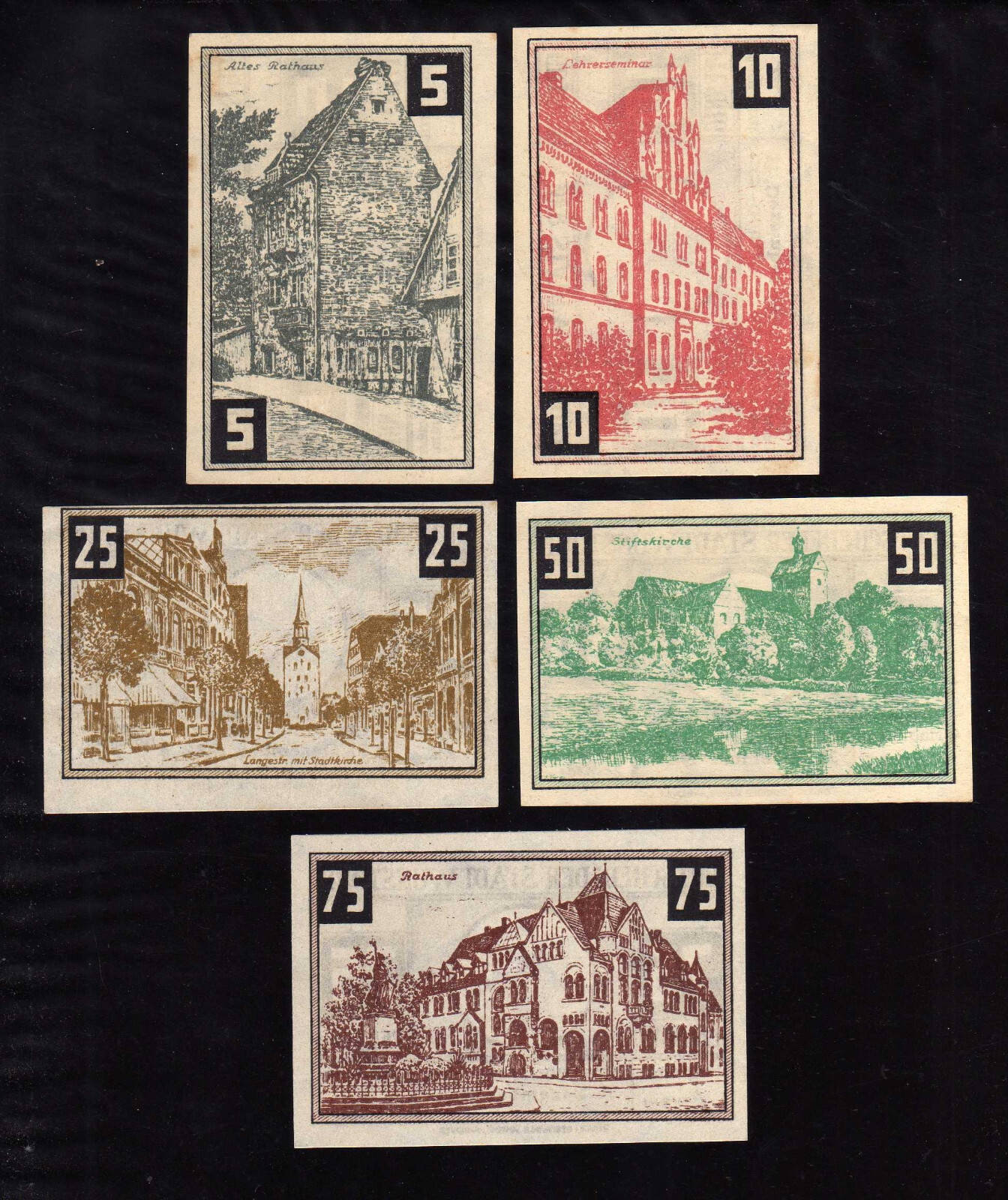 WUNSTORF - GERMANY NOTGELD  -  5, 10, 25, 50, 75 PFENNIG