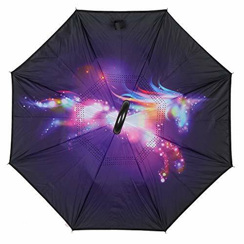 C-Handle Inverted Reverse Umbrella, Flower/City/Unicorn, Inside-out, Upside-down
