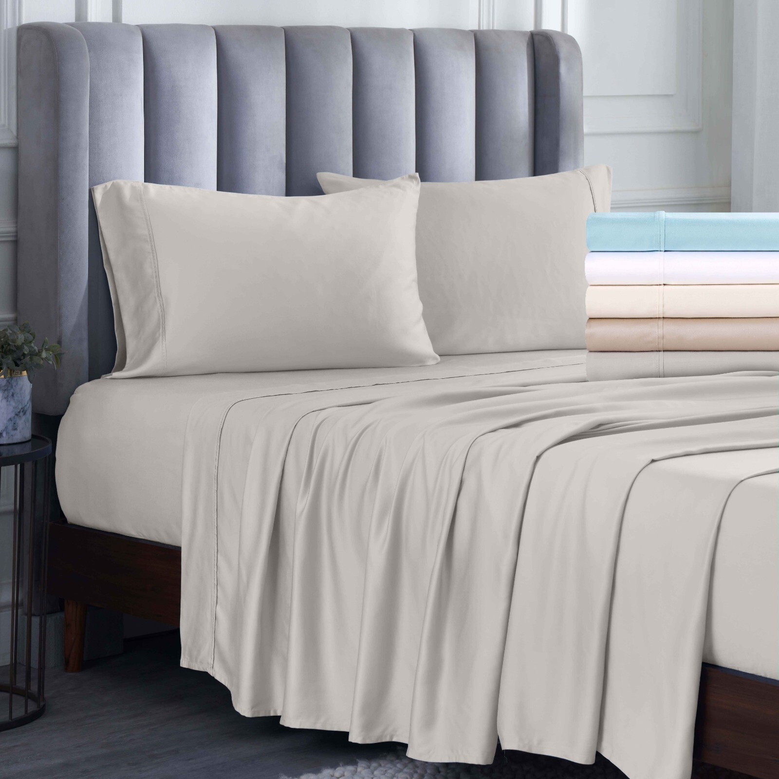 Modal From Beechwood 400 Thread Count Cooling Solid Deep Pocket Bed Sheet Set