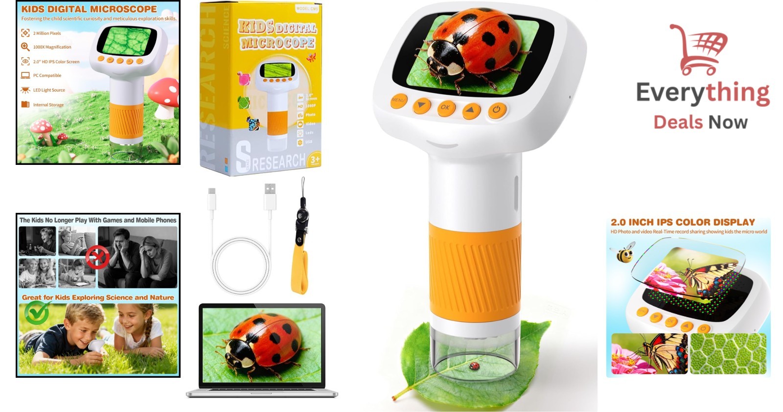 Kids Microscope with Adjustable LED and USB Connection Explore Like a Scientist