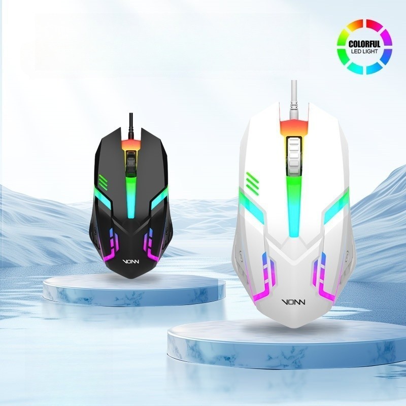 Wired USB Optical Gaming Mouse RGB Backlit Optical Gamer PC Laptop Black White