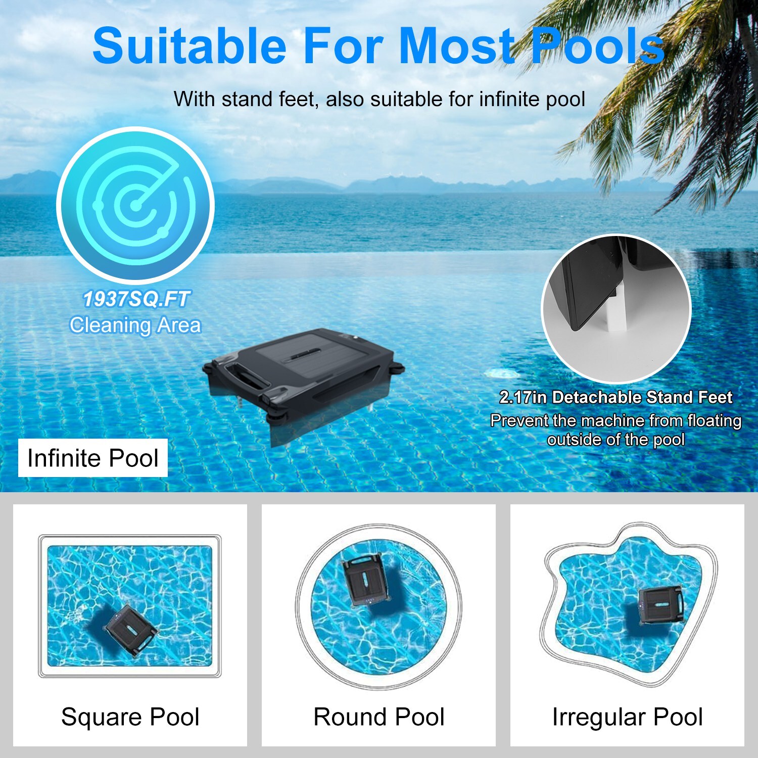 Solar Smart Robotic Pool Cleaner Skimmer Pool Surface Cleaning Automatic Cleaner