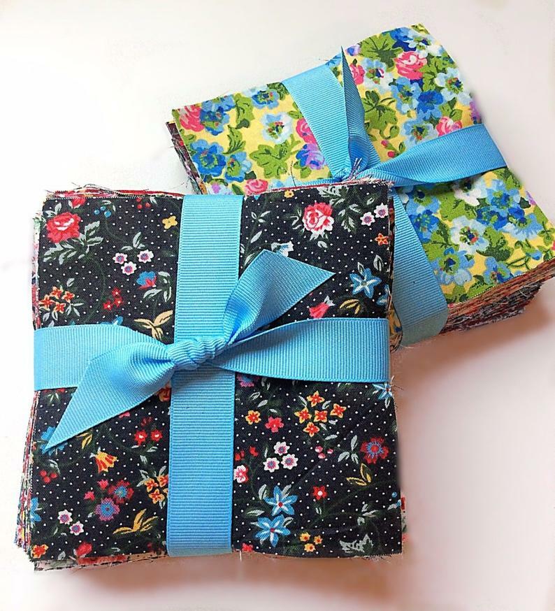 Vintage Florals  pre cut charm pack 5" squares fabric quilt scrap cotton 96 pcs