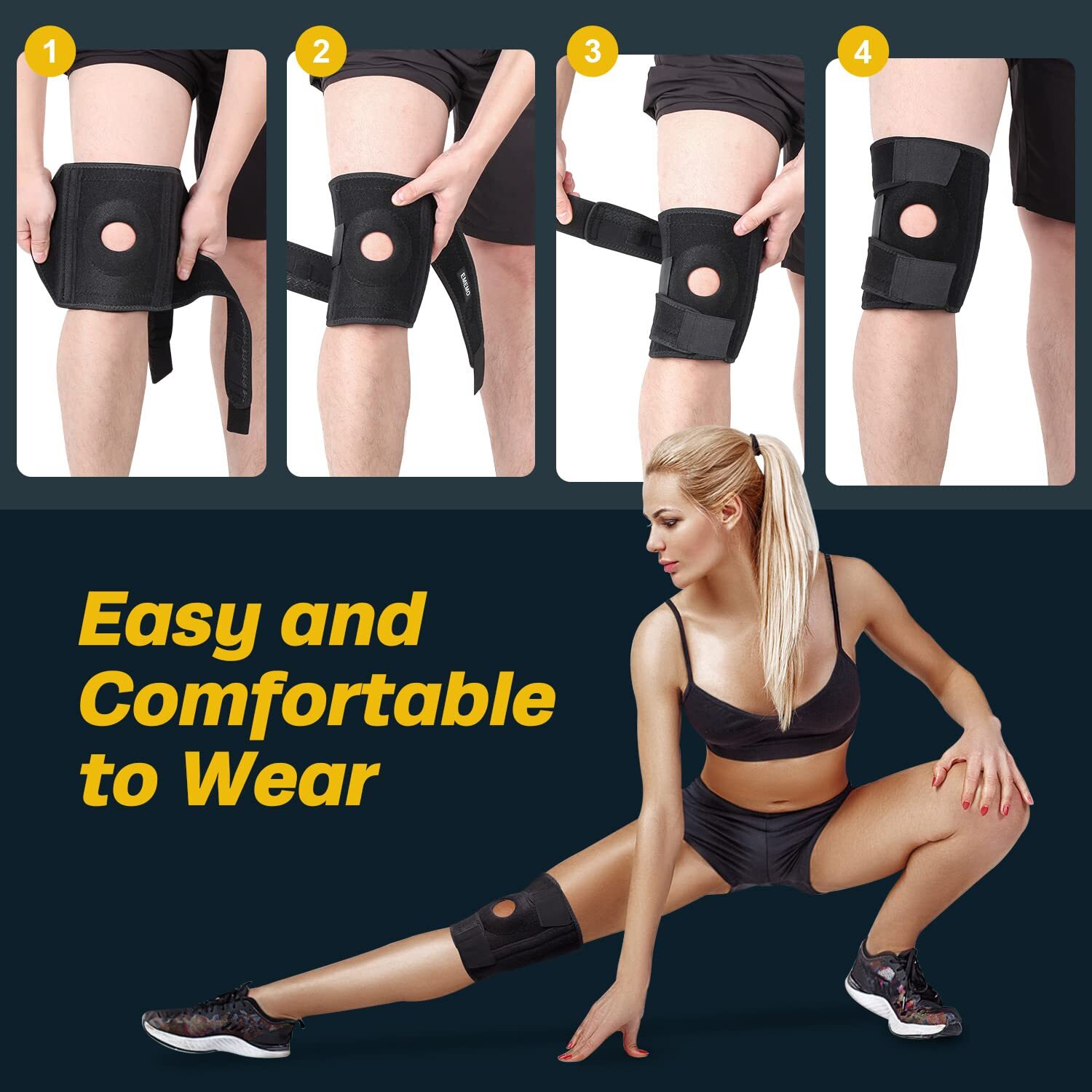 Knee Sleeve Strap Compression Brace Support Sport Joint Pain Arthritis Relief US